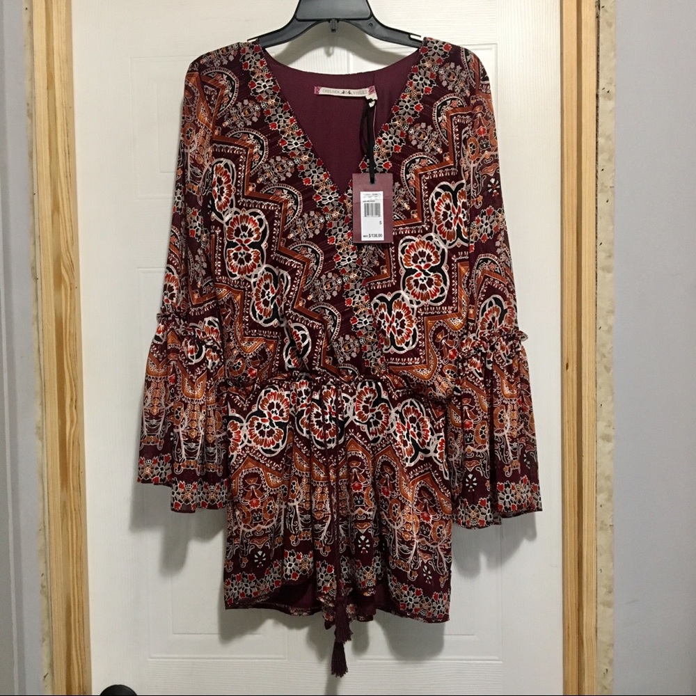 NWT Chelsea & Violet Wine & Roses Romper- Sm